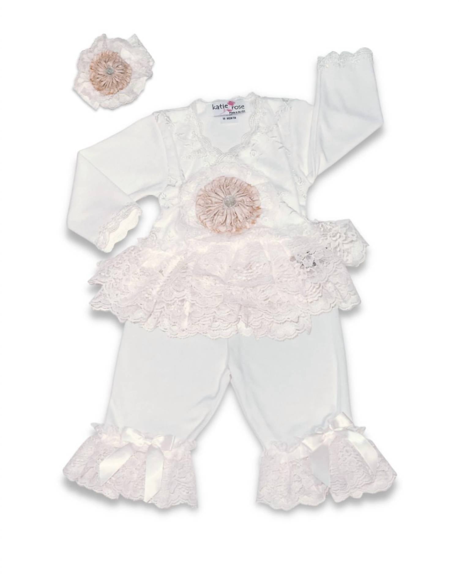 Katie Rose - Girl's 2-Piece Tutu Long Sleeve Lace Set
