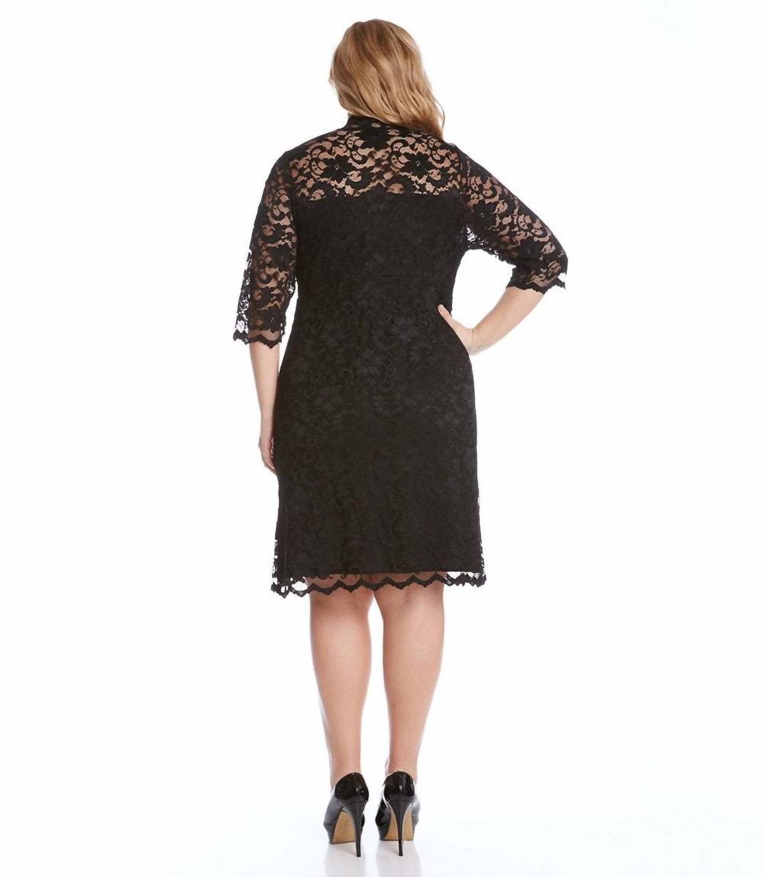 Karen Kane - V-neck Scallop Lace Dress - Plus