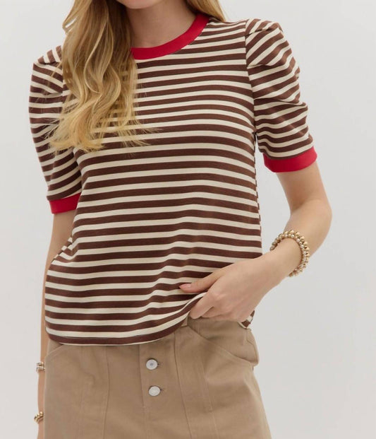 Entro - Ember Stripe Accent Knit Top