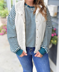 STACCATO Quilted Zip Up Vest in ivory - women's jacket