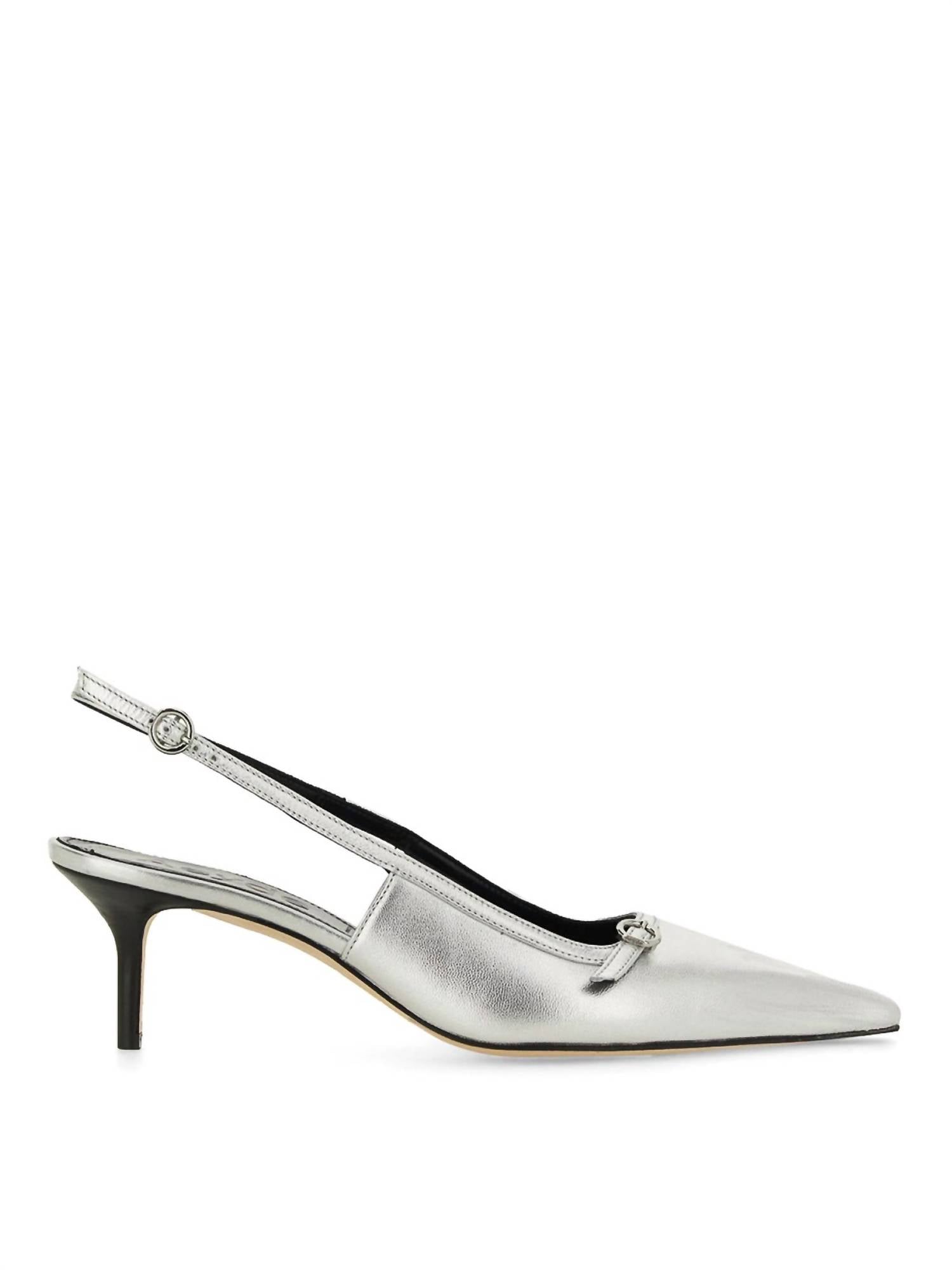 Aeyde Women's Saba Slingback Pumps in silver - women's heels - detail view