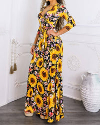 Surelymine - Sunshine & Bloom Faux Wrap Maxi Dress