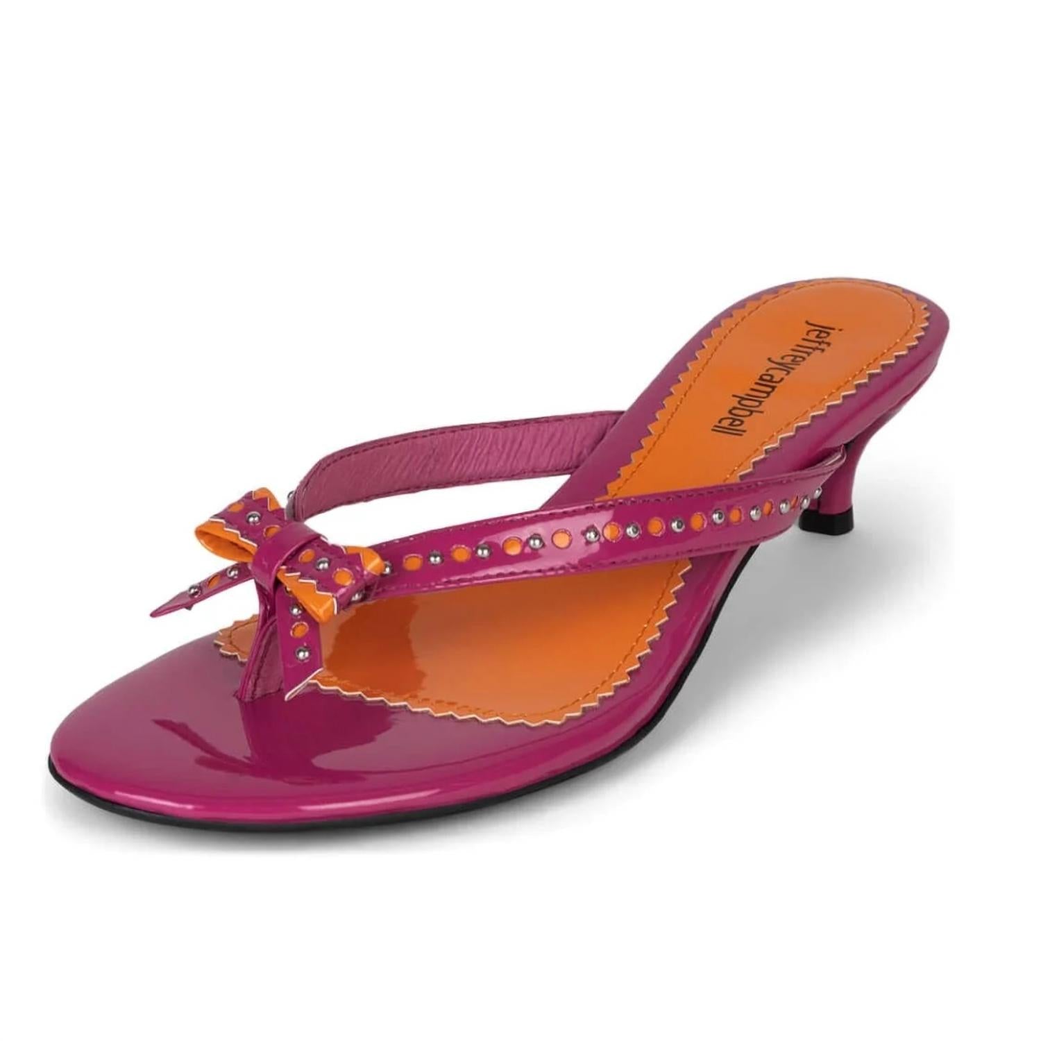 Jeffrey Campbell Women's Teeny-tiny Heel in fuchsia orange combo patent - women's heels - detail view