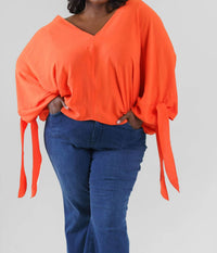 Adriana Contreras - Oversized Tie Sleeve Blouse - Plus
