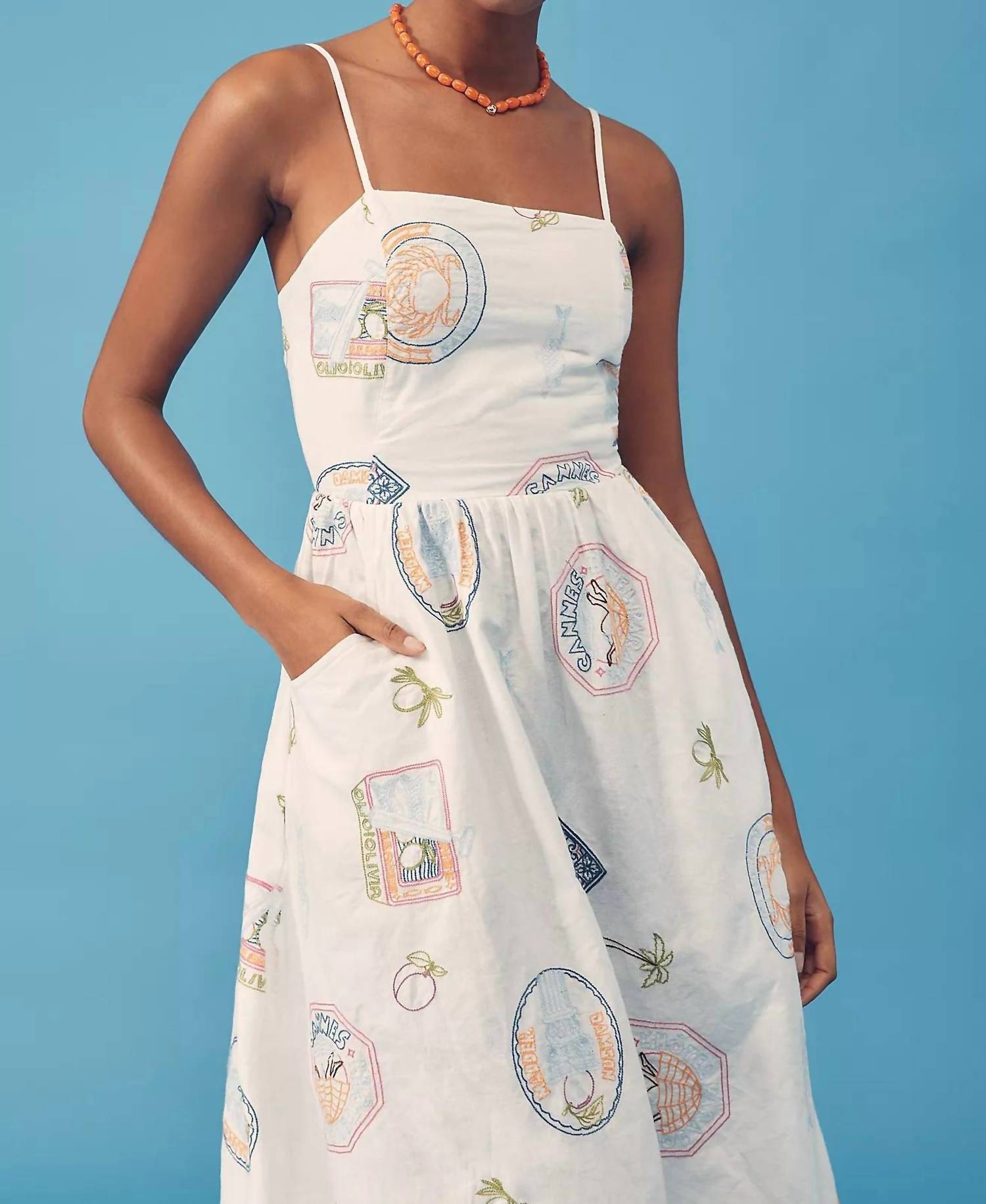 Damson Madder - Peaches Midi Apron Dress