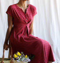 Downeast - Short Sleeve Inverted Pleat Midi Length Knit Dress