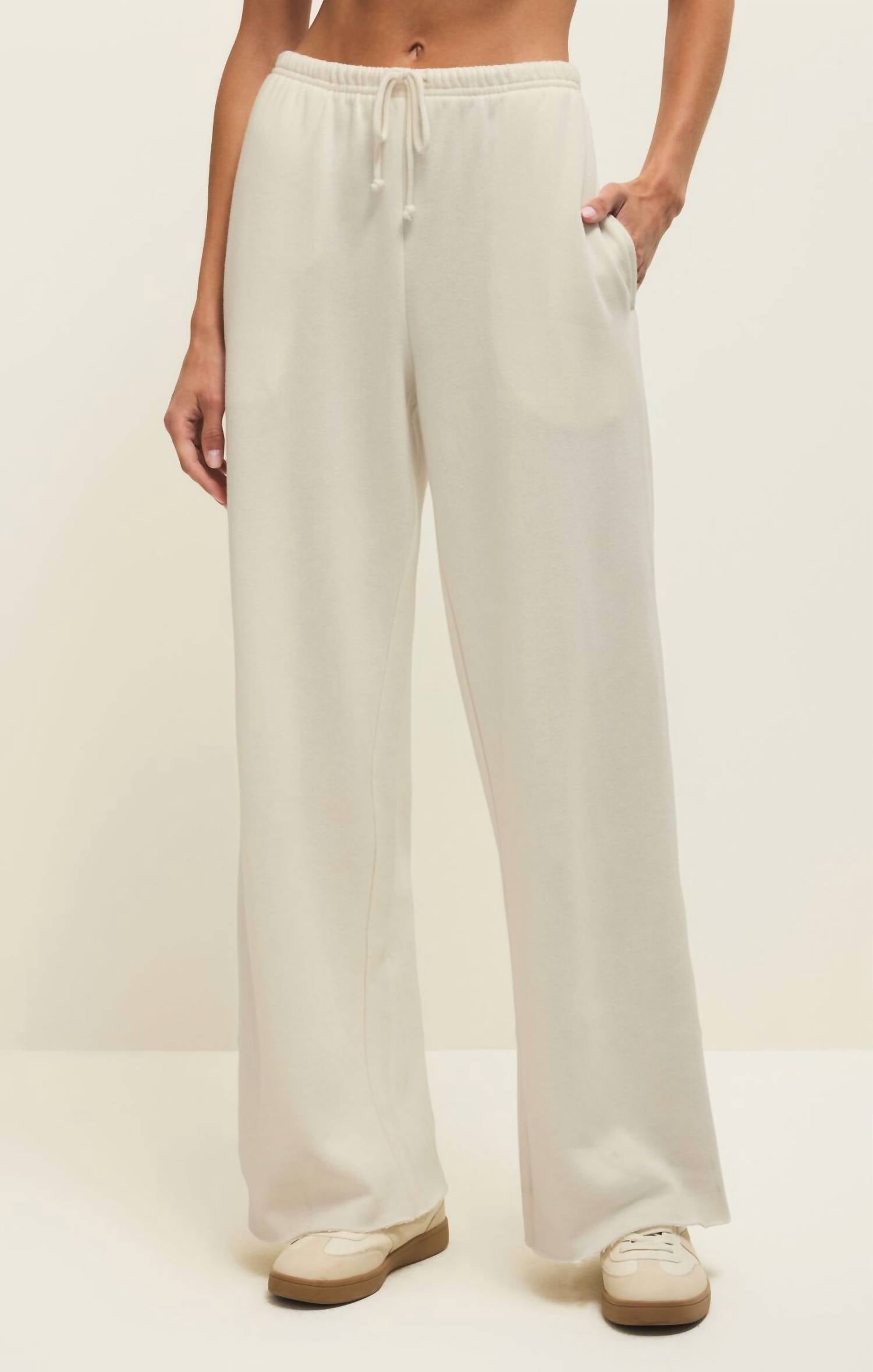 Z Supply Downtown Wide Leg Sweatpant in cloud - women's pants
