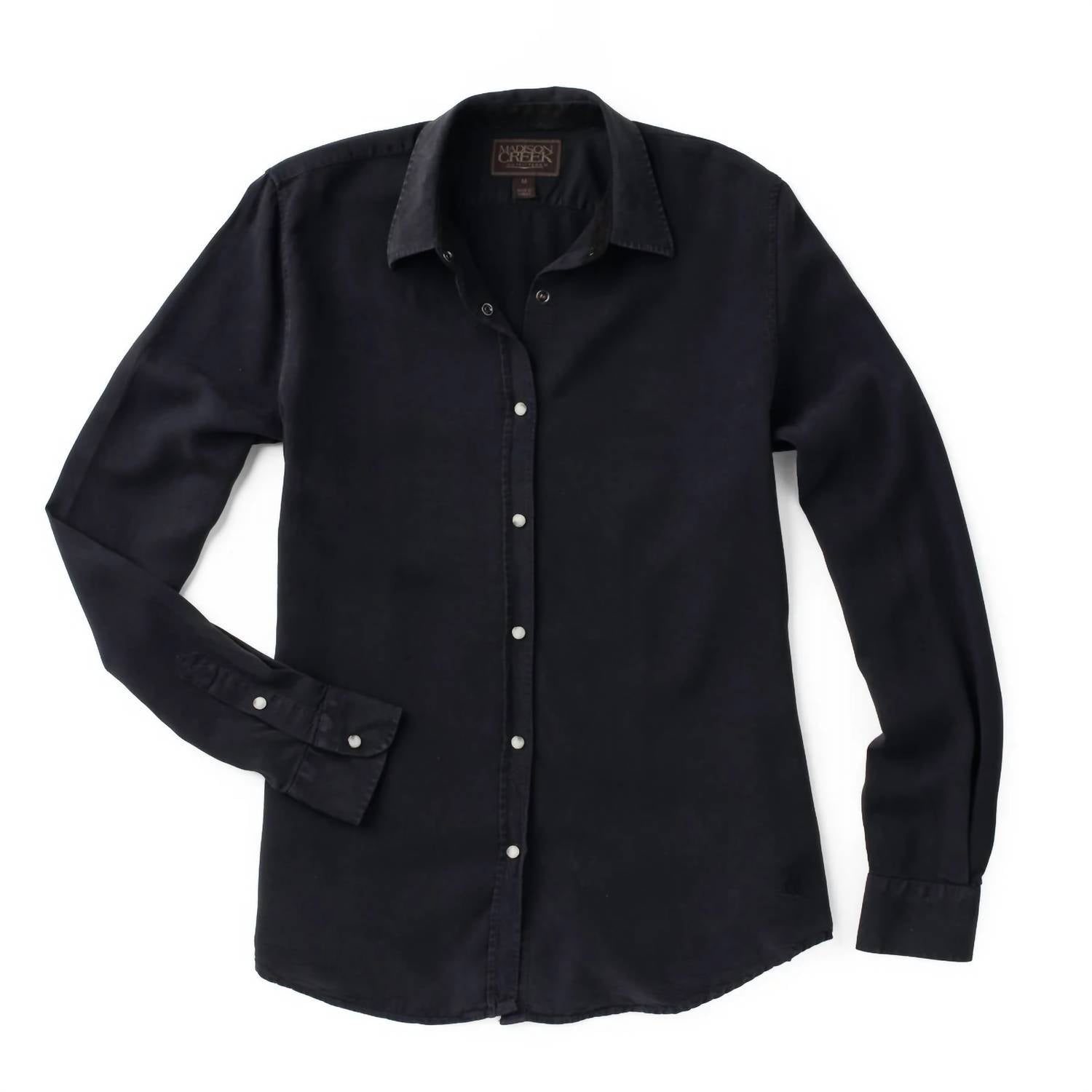 Madison Creek Outfitters Claire Solid Shirt in black - women's shirt - detail view