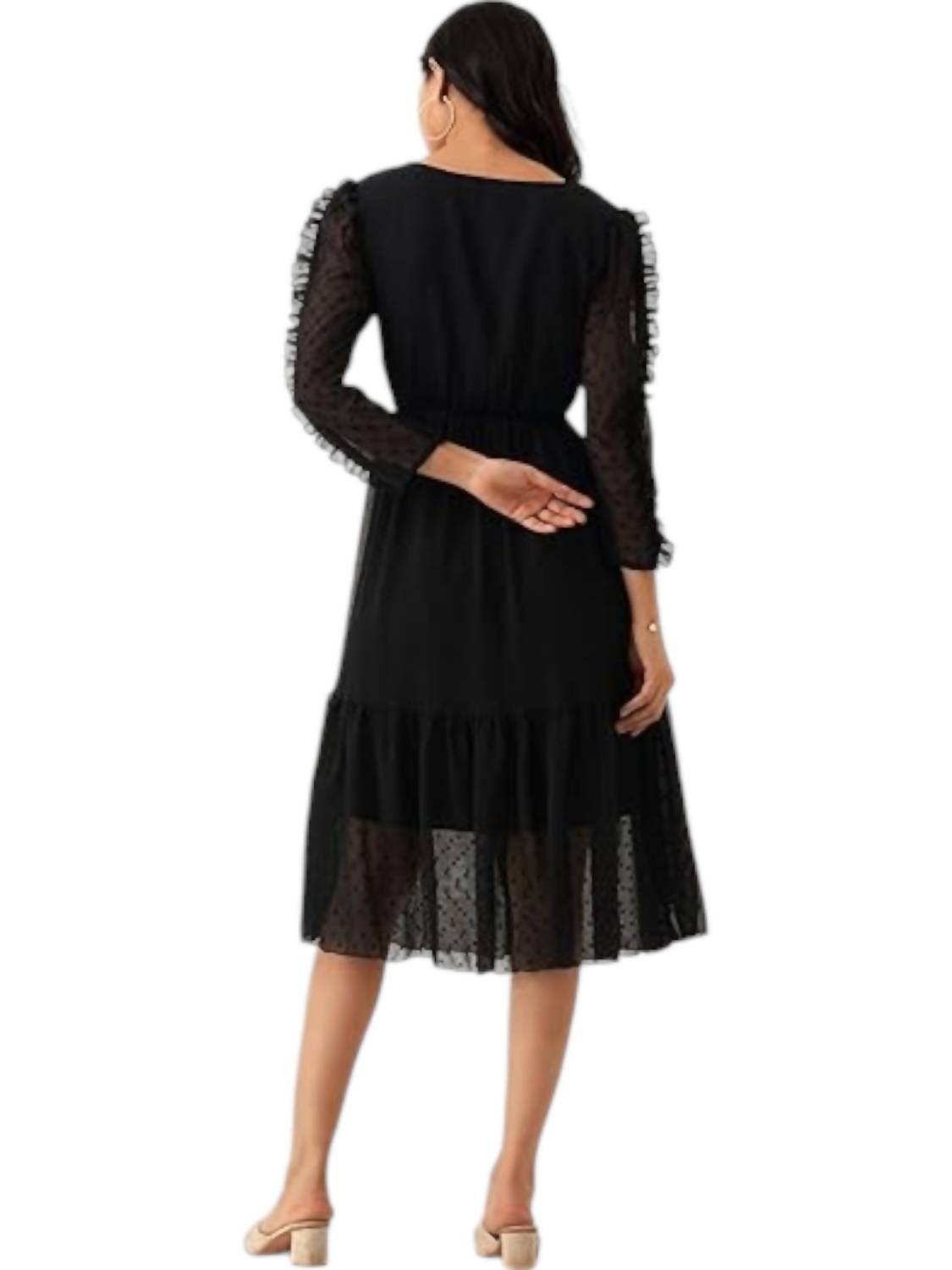 Style Instant - Chiffon Brasso Swiss Dot Dress