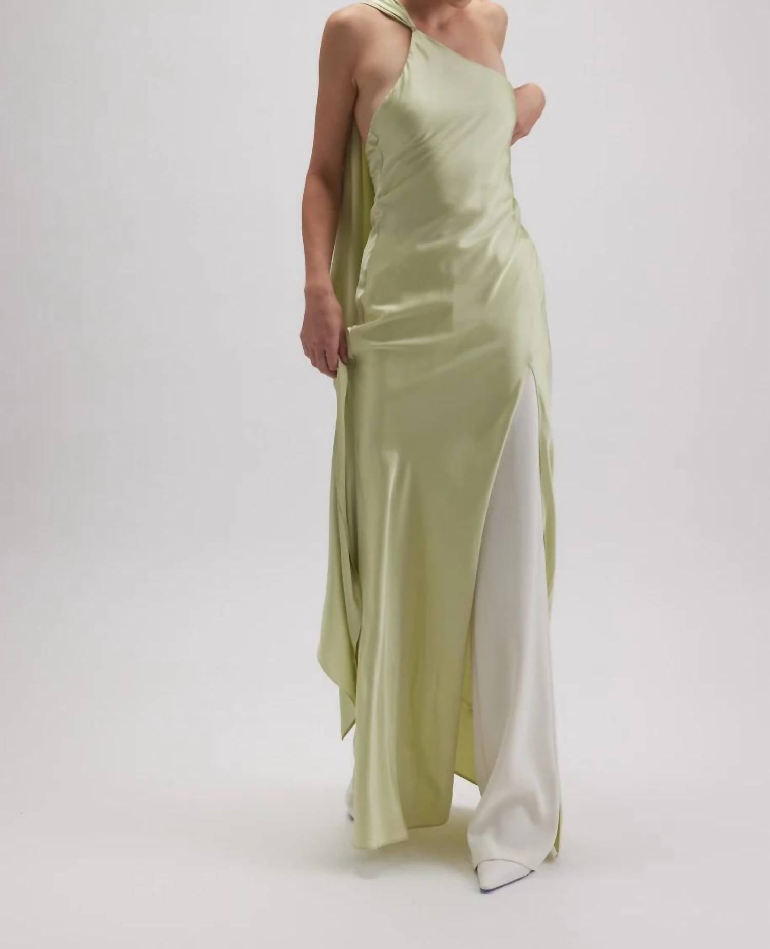 Fore Collection - Asymmetric Halter Drape Scarf Maxi Dress