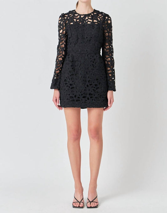 2.7 August Apparel - Eyelet Structured Mini Dress - black - clothing - dresses