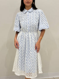 2.7 August Apparel - Gingham Flowered Dress - blue - clothing - dresses