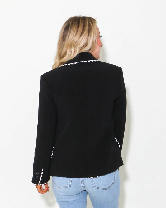 2.7 August Apparel - Rickrack Edge Blazer - black - blazers - clothing