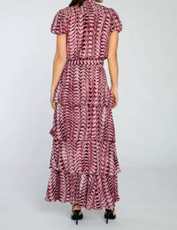 Elizabeth James The Label Emily Short Sleeve Top in abstract zig zag - women's shirt - detail view