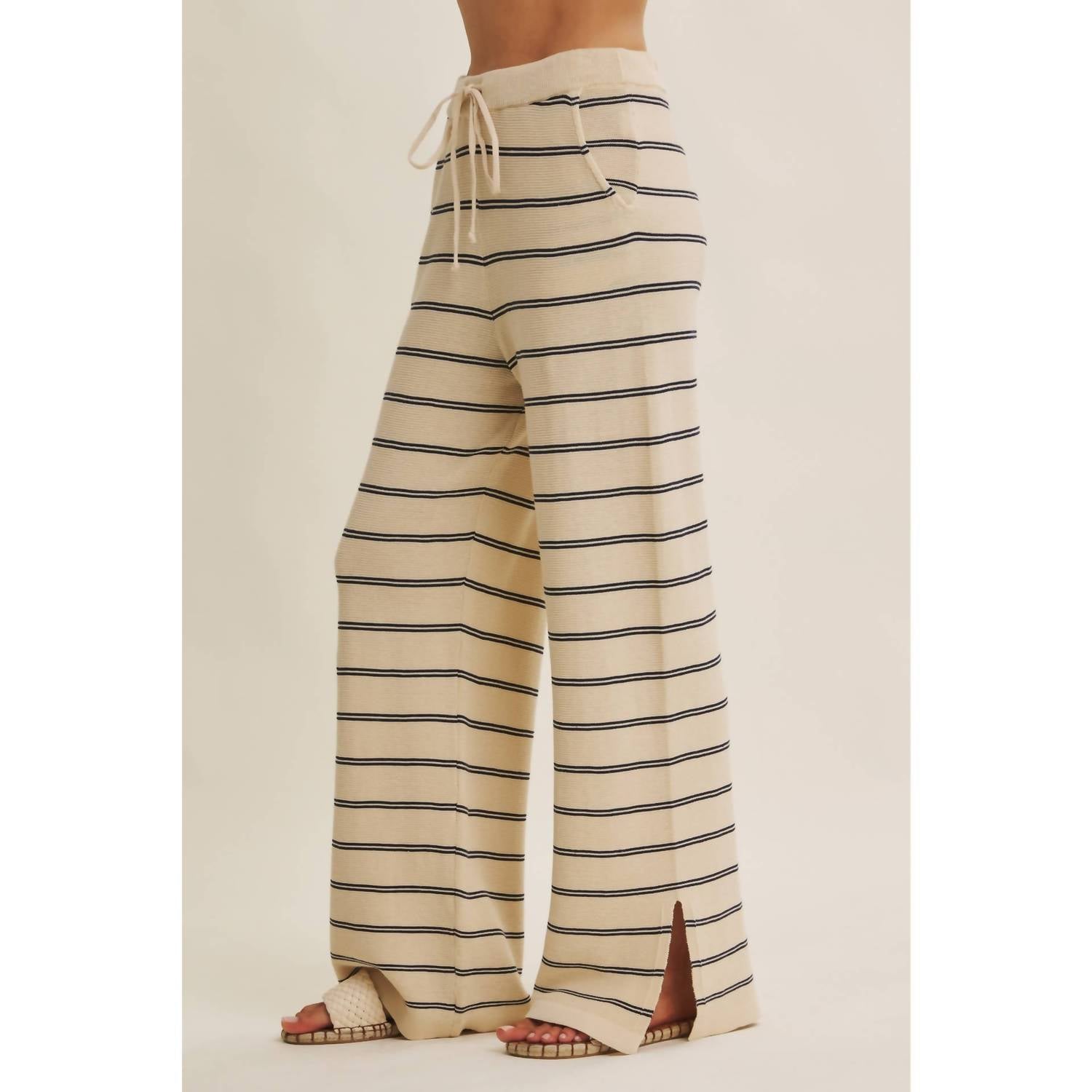 In February - Striped Wide Leg Knit Pants