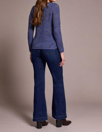 Tribal - Openwork Knit Jacquard Leaf Sweater