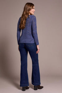 Tribal - Openwork Knit Jacquard Leaf Sweater