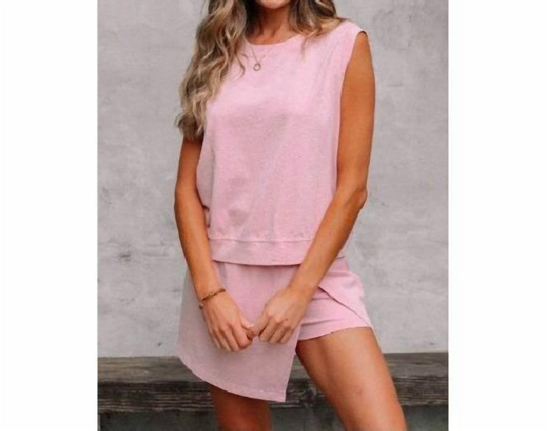 Aapparella - Mineral Wash Cotton Tank And Skort Set
