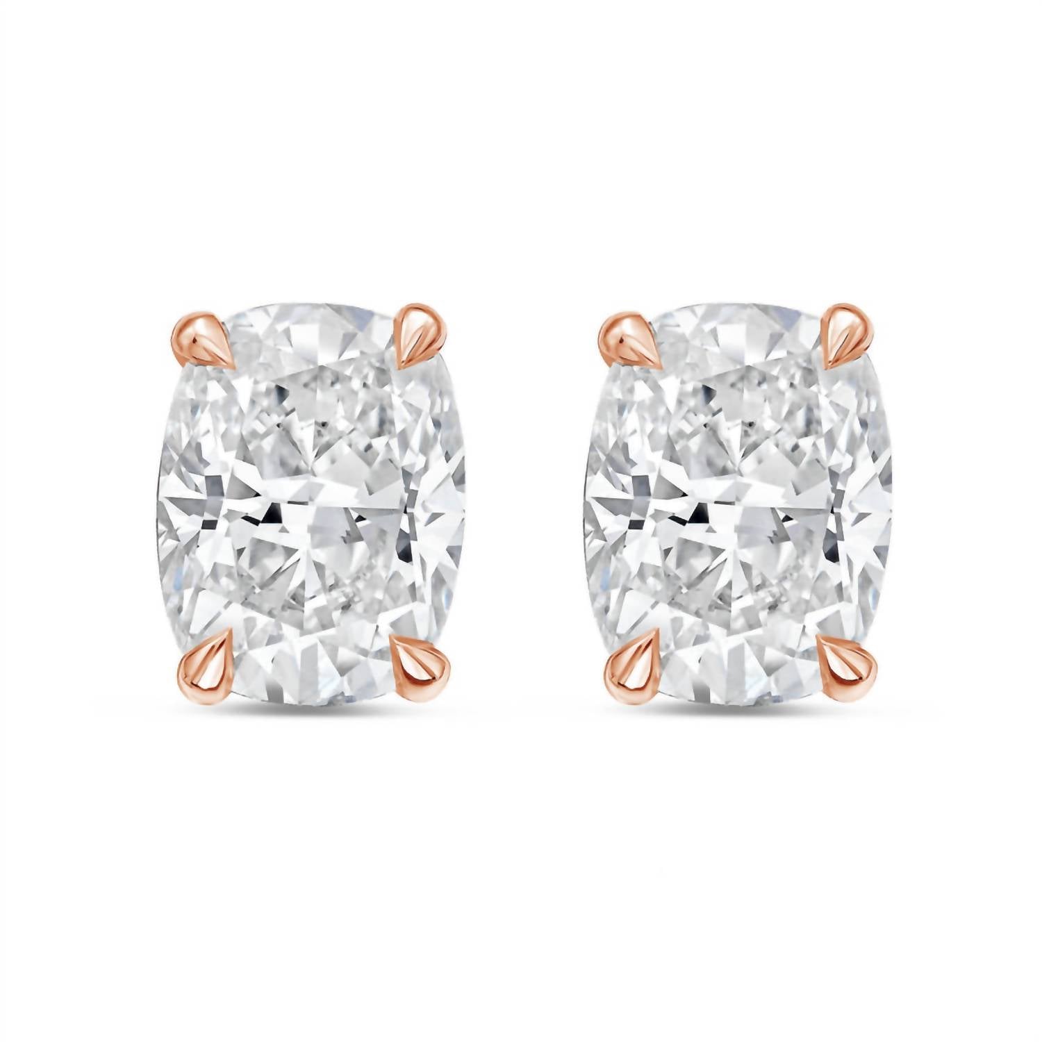 Diana M Jewels - Women's Cushion Lab-Grown Diamond Stud Earrings (2.00 TCW) - Classic