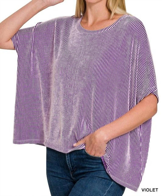 Zenana - Harper Ribbed Striped Top