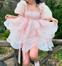Selkie Rose Petal Puff Dress in pink - women's dress