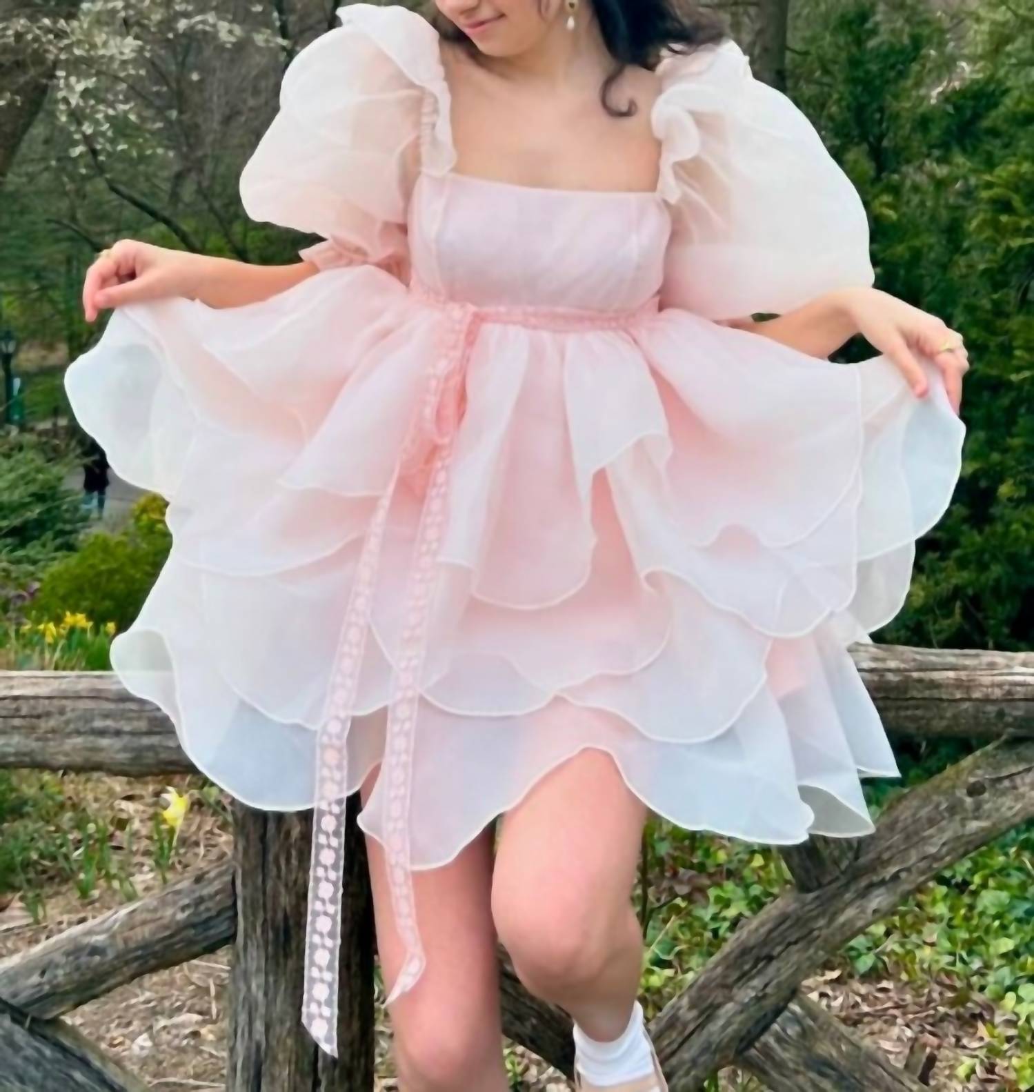 Selkie Rose Petal Puff Dress in pink - women's dress