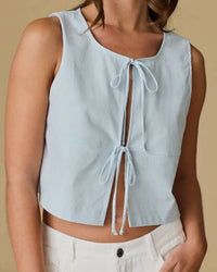 En Creme - Nicole Front Tie Tank
