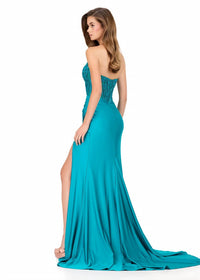 Ashleylauren - Strapless Lace Embroidered Gown
