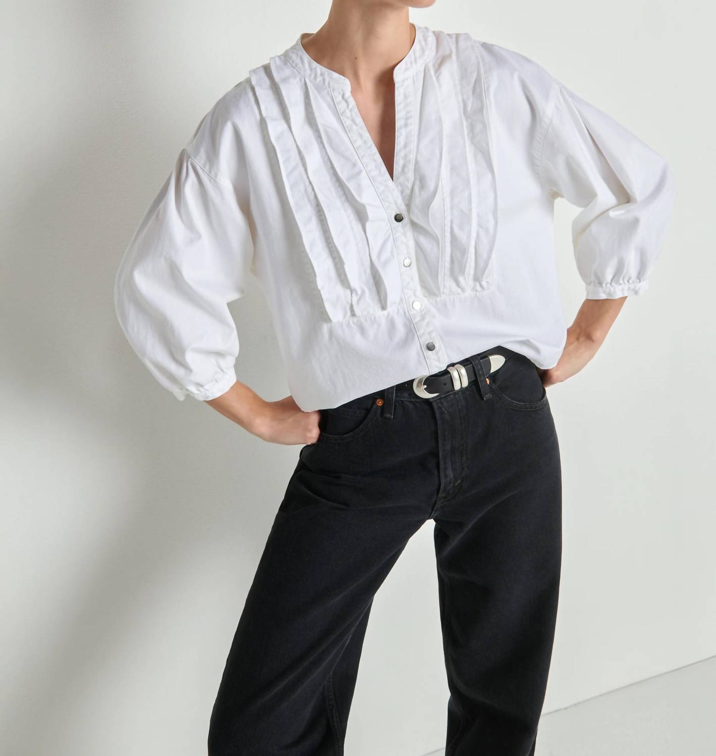 Nation LTD Amelia Ruffle Shirt in porcelain 1 - women's blouse - view 4