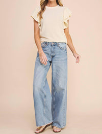 If She Loves - Sparkly Ruffle Sleeve Irvin Blouse