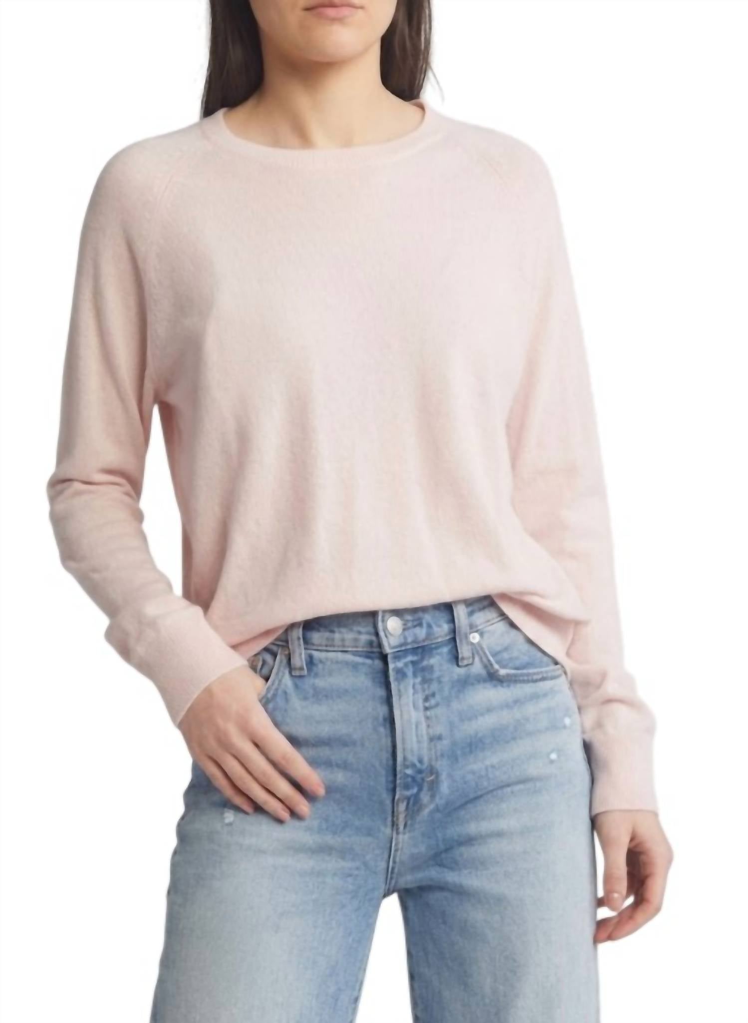 Faherty Sunwashed Slub Crewneck Top in peach whip - women's long sleeve top