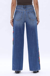 Bayeas - Paris Embroidered High Rise Straight Leg Jeans