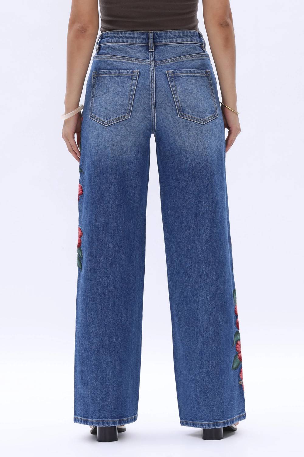 Bayeas - Paris Embroidered High Rise Straight Leg Jeans