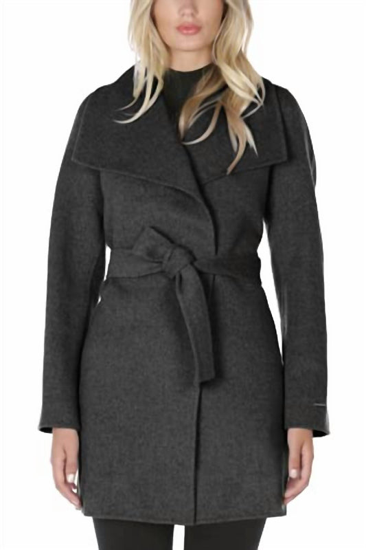 Wool Wrap Coat with Tie Belt