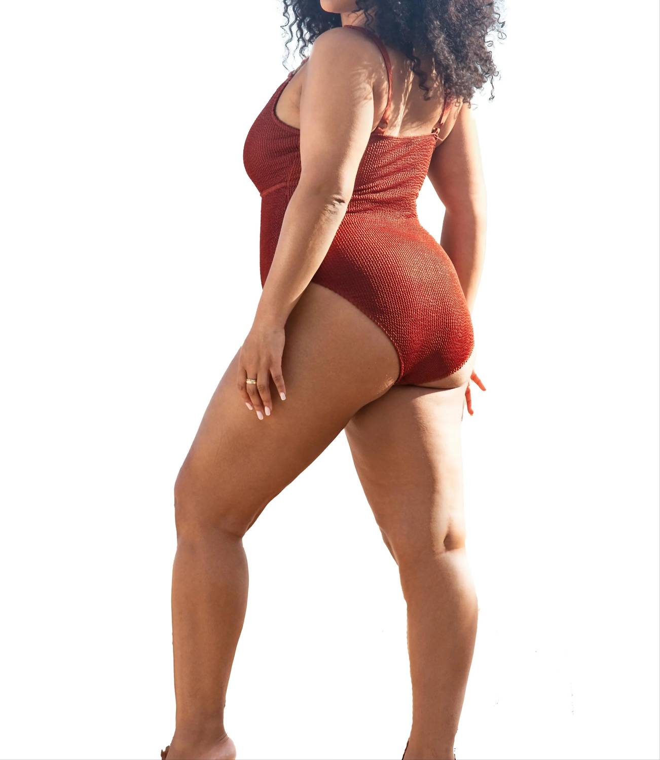 Fashion Szn Curve - Trim Detail Crinkle Swimsuit