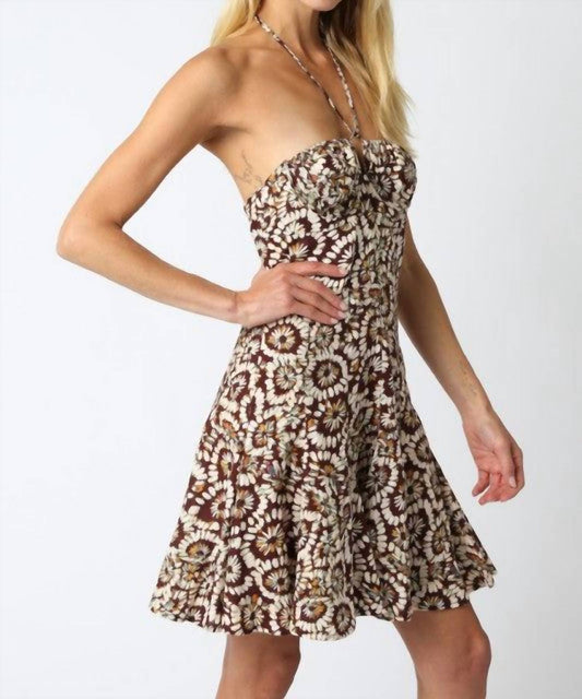 Olivaceous - Adaline Halter Mini Dress