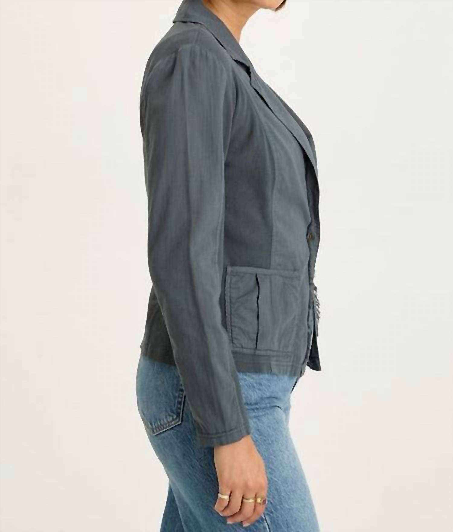 Wearables Brax Linen One Button Blazer in hawthorne leaf - women's jacket - alternate view
