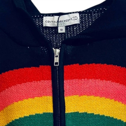 Central Park West - Kid's Black Hart Rainbow Zip Hoodie Sweater