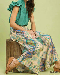 Umgee - Printed Pull-On Skirt Pants