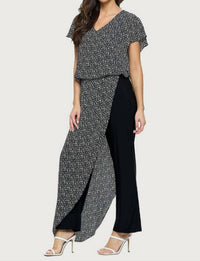 Last Tango - Printed Jumpsuit With Chiffon Overlay