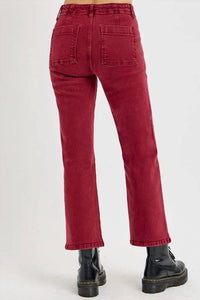 Risen - High Rise Patch Pockets Ankle Flare Pants