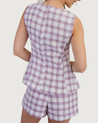 GLAM ELLA GINGHAM SET in purple - women's pants - detail view