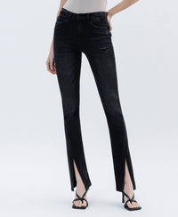 Flying Monkey - High Rise Slanted Slit Slim Bootcut Jeans
