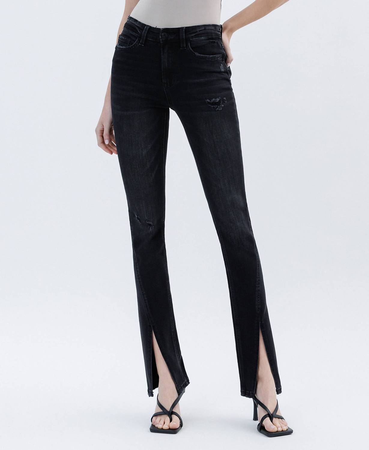 Flying Monkey - High Rise Slanted Slit Slim Bootcut Jeans