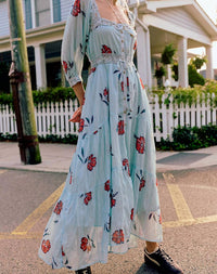 Free People Morning Meadows Long Maxi Dress in pastel blue - women's dress - view 5