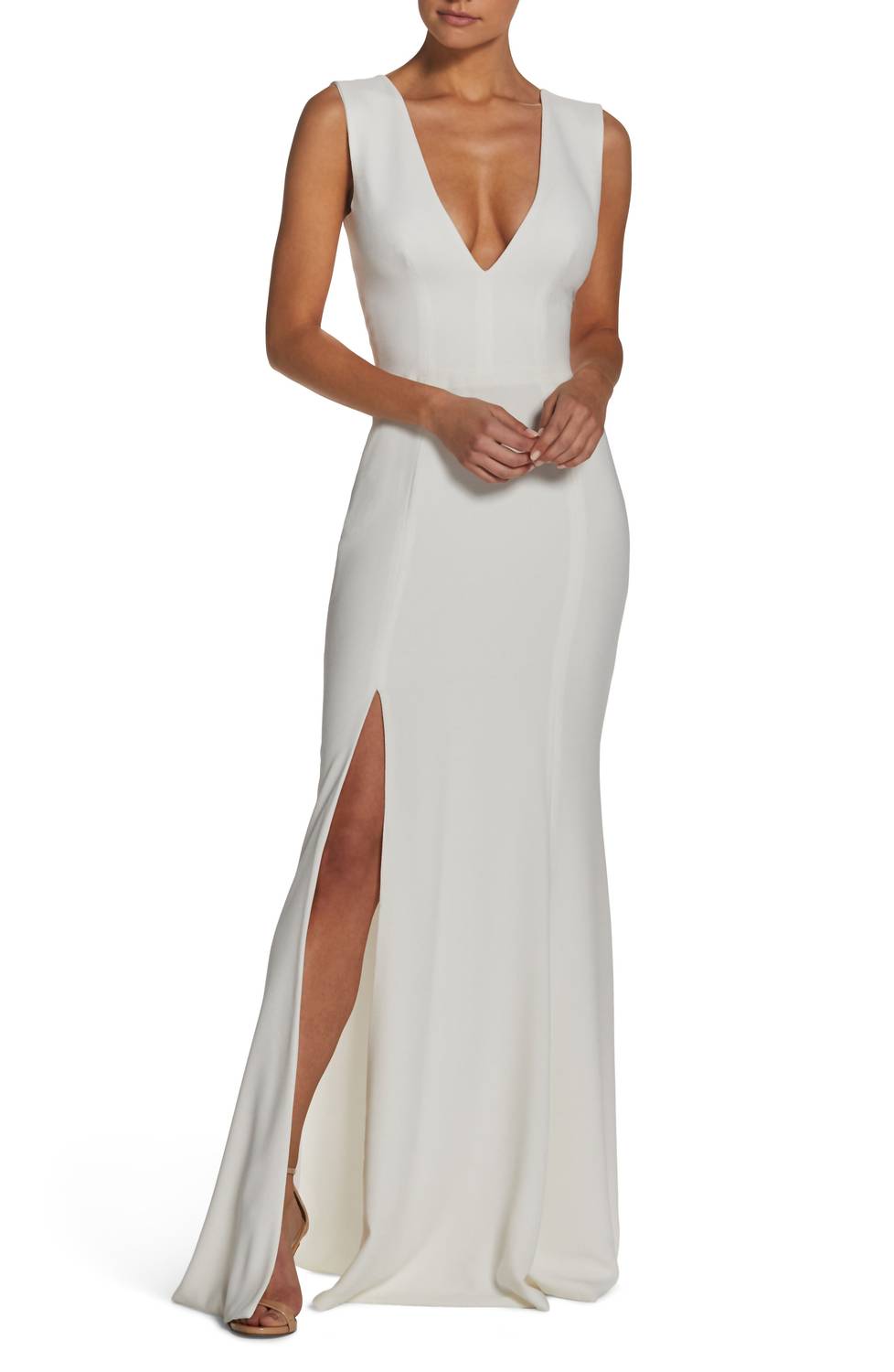 Dress The Population - Sandra Plunge Crepe Trumpet Gown