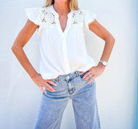 Hem & Thread - Sweet Grace Crochet Button Down Top