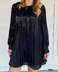 Entro - Metallic Pleated Relaxed A Line Mini Dress