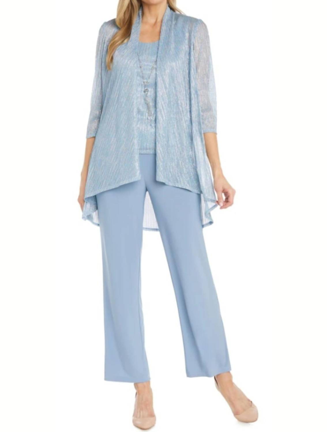 R&M Richards - Metallic 3-piece Evening Pant Suit