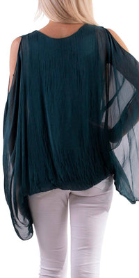 Gigi Moda - Seta Spalla Crew Neck Blouse